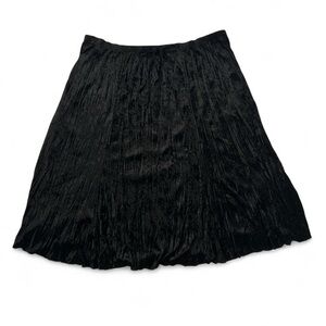 Vintage black crinkly velvet midi skirt